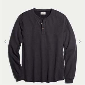 NWT MARINE LAYER LONG SLEEVE DK HENLEY FADED BLACK T-SHIRT SZ LARGE L